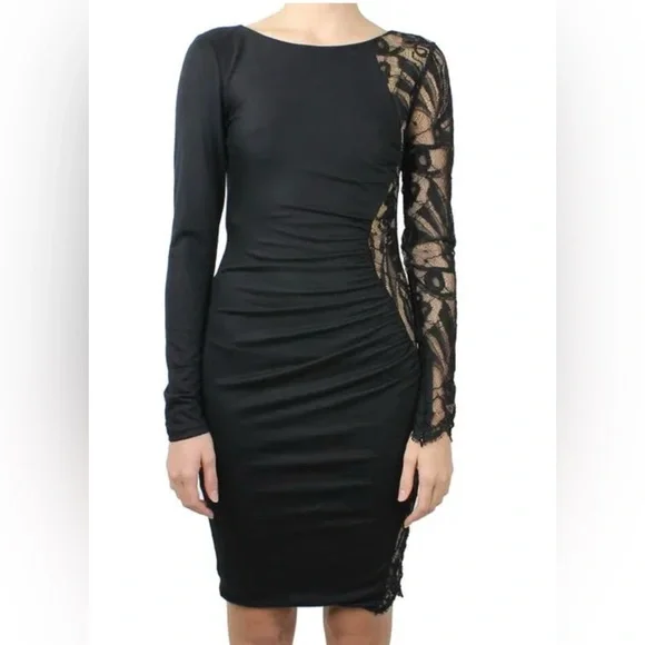 knee length dresses for ladies Emilio Pucci Sequined Lace Yoke Dress Black Stretch Jersey Size US 6 –  Celebrity Owned main image 0